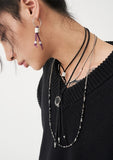 BLACKPURPLE (ブラックパープル) BYBE X BP Leather String Choker Necklace - BLACK