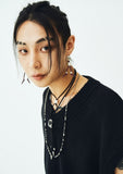 BLACKPURPLE (ブラックパープル) BYBE X BP Leather String Choker Necklace - BLACK