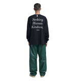 NOMANUAL(ノーマニュアル) SLOGAN LONG SLEEVE TEE - BLACK