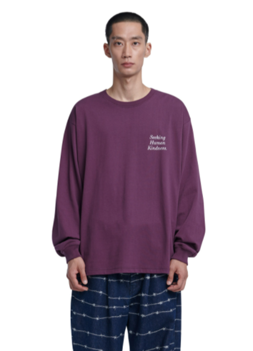 NOMANUAL(ノーマニュアル)  SLOGAN LONG SLEEVE TEE - WINE