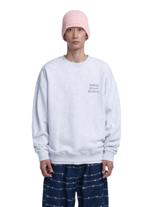 NOMANUAL(ノーマニュアル) SLOGAN SWEATSHIRT - WHITE MELANGE