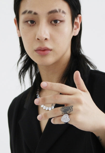 BLACKPURPLE (ブラックパープル)  big heart crystal ring_silver