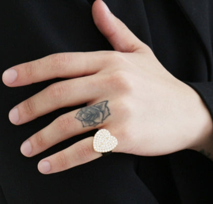 BLACKPURPLE (ブラックパープル)  big heart crystal ring-gold