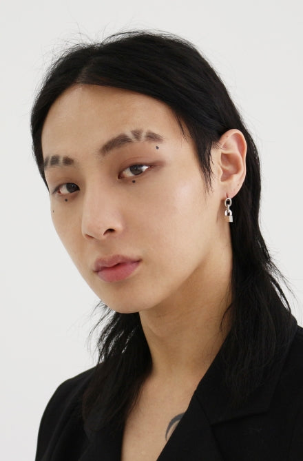 BLACKPURPLE (ブラックパープル) cube chain drop earring