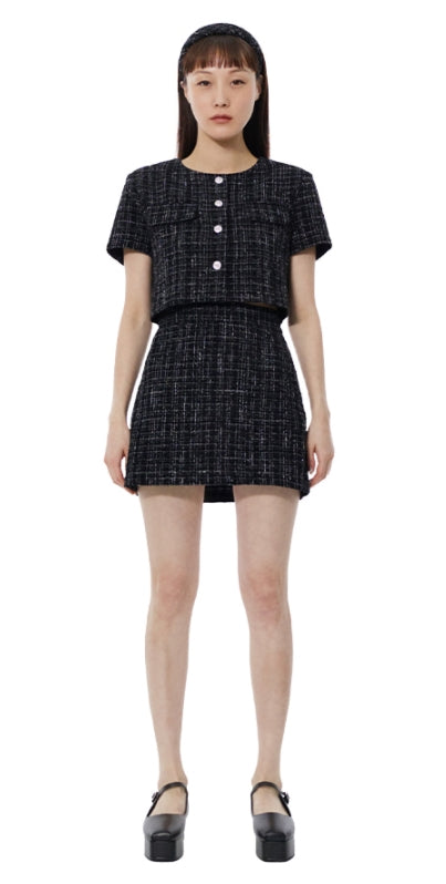 curetty (キュリティー)  C GLITTER TWEED SHORT SLEEVE JACKET_BLACK