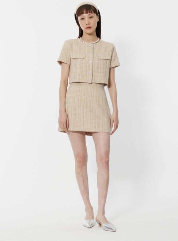 curetty (キュリティー)  C GLITTER TWEED MINI SKIRT_BEIGE