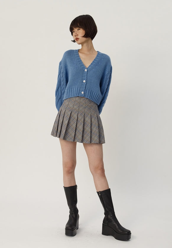 curetty (キュリティー)  C METALLIC CHECK PLEATS SKIRT_LIGHT BLUE