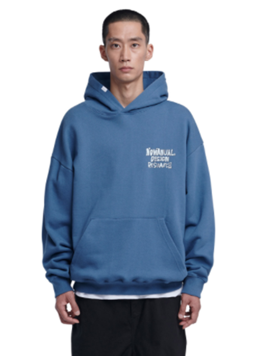 NOMANUAL(ノーマニュアル) DOODLE LOGO HOODIE - LIGHT NAVY