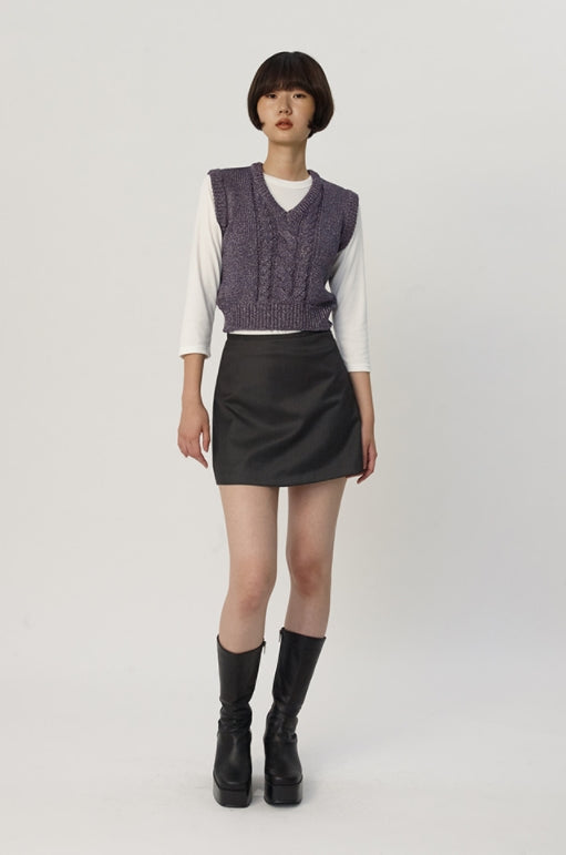 curetty (キュリティー)  C CABLE CROP KNIT VEST_PURPLE