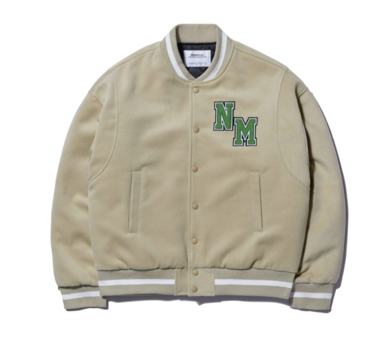 NOMANUAL】TAYLOR VARSITY JACKET-BEIGE - スタジャン