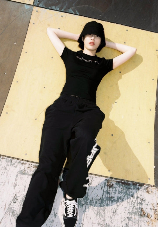 curetty (キュリティー)  C BIG LOGO RHINESTONE SWEATPANTS_BLACK
