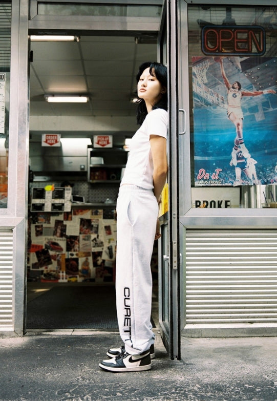 curetty (キュリティー)  C BIG LOGO RHINESTONE SWEATPANTS_LIGHT GREY
