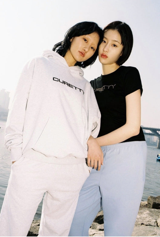 curetty (キュリティー)  C LOGO RHINESTONE HOODIE_LIGHT GREY