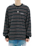 mahagrid (マハグリッド) SERIF LOGO STRIPED LS TEE [BLACK]