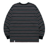 mahagrid (マハグリッド) SERIF LOGO STRIPED LS TEE [BLACK]