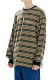 mahagrid (マハグリッド) SERIF LOGO STRIPED LS TEE [OLIVE]