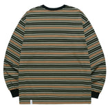 mahagrid (マハグリッド) SERIF LOGO STRIPED LS TEE [OLIVE]
