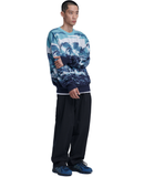 NOMANUAL(ノーマニュアル)  LANDSCAPE JACQUARD KNIT - BLUE