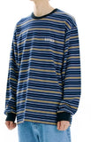 mahagrid (マハグリッド) SERIF LOGO STRIPED LS TEE [NAVY]