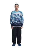 NOMANUAL(ノーマニュアル)  LANDSCAPE JACQUARD KNIT - BLUE