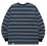 mahagrid (マハグリッド) SERIF LOGO STRIPED LS TEE [NAVY]