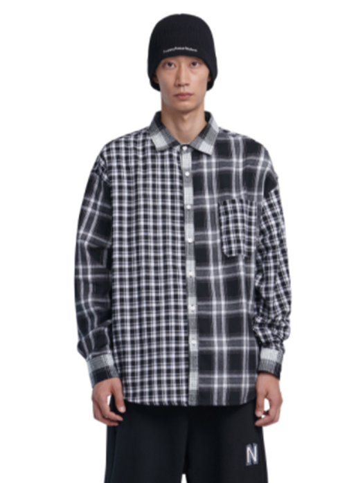 NOMANUAL(ノーマニュアル) M.P CHECK SHIRT - BLACK