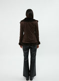 curetty (キュリティー) C FUR TRIMMING SUEDE JACKET_DARK BROWN