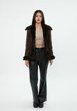 curetty (キュリティー) C FUR TRIMMING SUEDE JACKET_DARK BROWN