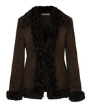 curetty (キュリティー) C FUR TRIMMING SUEDE JACKET_DARK BROWN