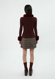 curetty (キュリティー) C FUR TRIMMING KNIT CARDIGAN_BURGUNDY