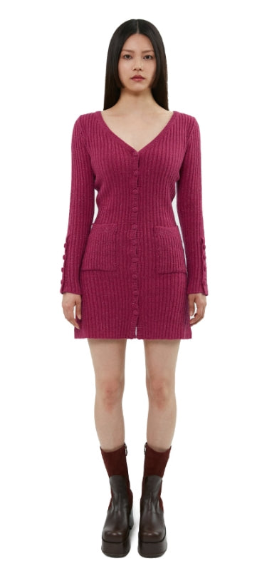 curetty (キュリティー) C BUTTON POINT METALLIC KNIT DRESS_PINK