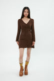 curetty (キュリティー) C BUTTON POINT METALLIC KNIT DRESS_BROWN