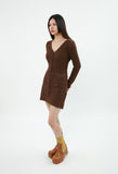 curetty (キュリティー) C BUTTON POINT METALLIC KNIT DRESS_BROWN