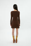 curetty (キュリティー) C BUTTON POINT METALLIC KNIT DRESS_BROWN