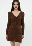 curetty (キュリティー) C BUTTON POINT METALLIC KNIT DRESS_BROWN