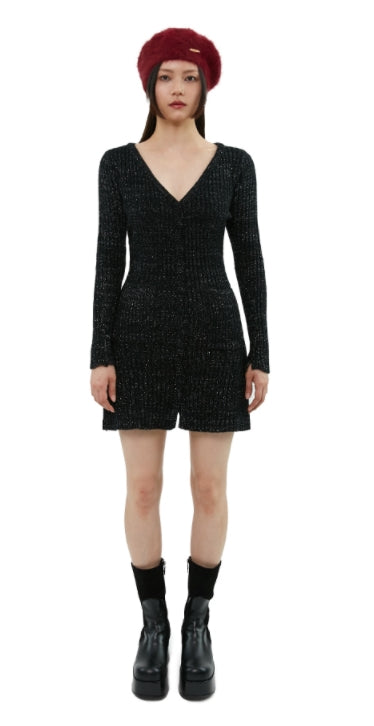 curetty (キュリティー) C BUTTON POINT METALLIC KNIT DRESS_BLACK