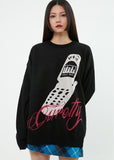 curetty (キュリティー)  C 90S GRAPHIC JACQUARD KNIT TOP_BLACK