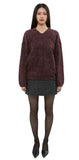 curetty (キュリティー)  C METALLIC V-NECK OVERSIZED KNIT TOP_BURGUNDY