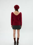 curetty (キュリティー)  C ANGORA BACK POINT KNIT TOP_BURGUNDY