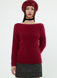 curetty (キュリティー)  C ANGORA BACK POINT KNIT TOP_BURGUNDY