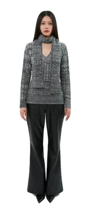 curetty (キュリティー)  C V-NECK MUFFLER KNIT SET-UP_BLACK