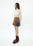 curetty (キュリティー)  C MIXED PATCHWORK SKIRT_BROWN