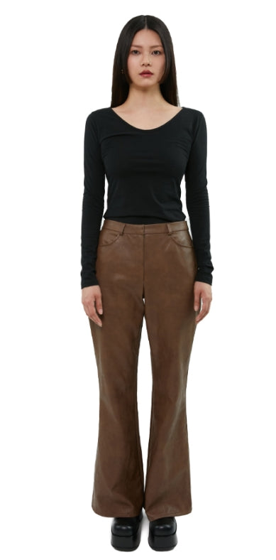 curetty (キュリティー)  C BOOTS CUT LEATHER PANTS_BROWN