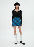 curetty (キュリティー)  C CHECKED A-LINE SKIRT_BLUE