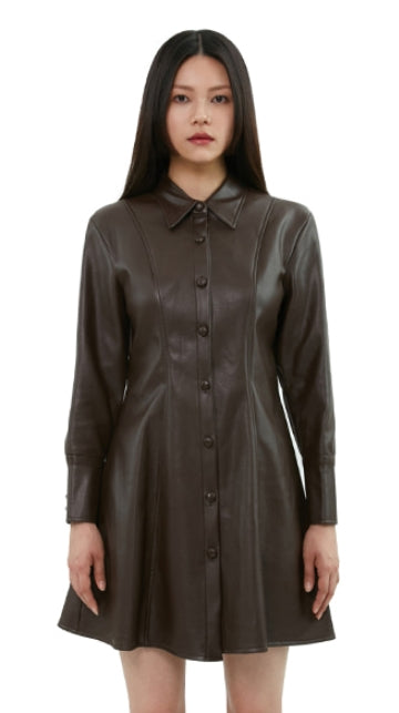 curetty (キュリティー) C LEATHER SHIRT DRESS_BROWN