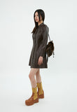 curetty (キュリティー) C LEATHER SHIRT DRESS_BROWN