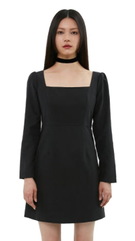 curetty (キュリティー) C DRAPED SQUARE-NECK DRESS_BLACK