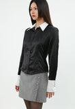 curetty (キュリティー)  C CONTRAST COLOR BLOUSE_BLACK