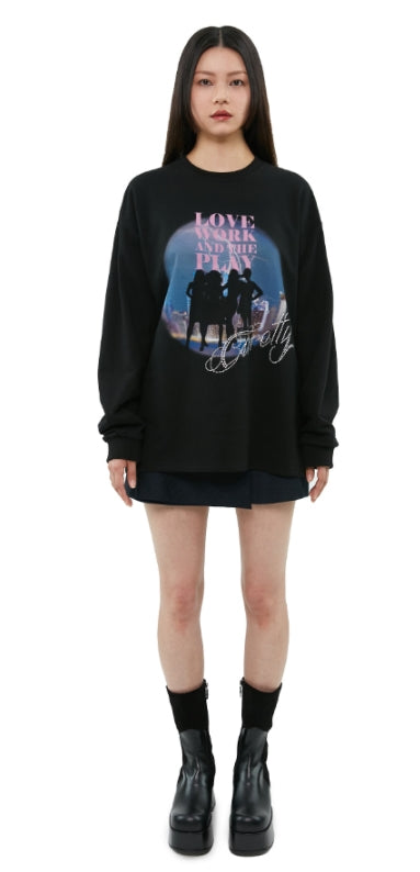 curetty (キュリティー)  C GRAPHIC OVERSIZED TOP_BLACK