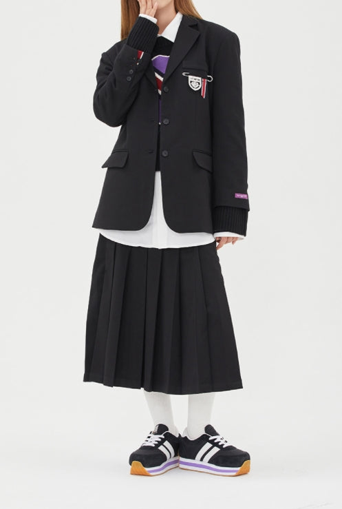 ロマンティッククラウン(ROMANTIC CROWN)  [TGT X RMTCRW]SLIT PLEATS SKIRT_BLACK